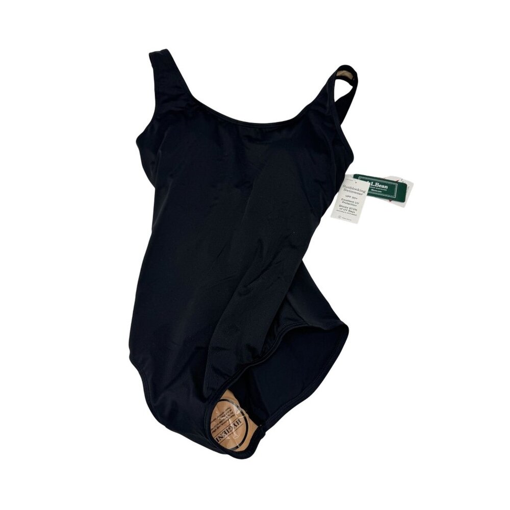 NWT L.L. Bean Women Beansport Sunblocking Swimwear Tanksuit Size 6 Black Classic